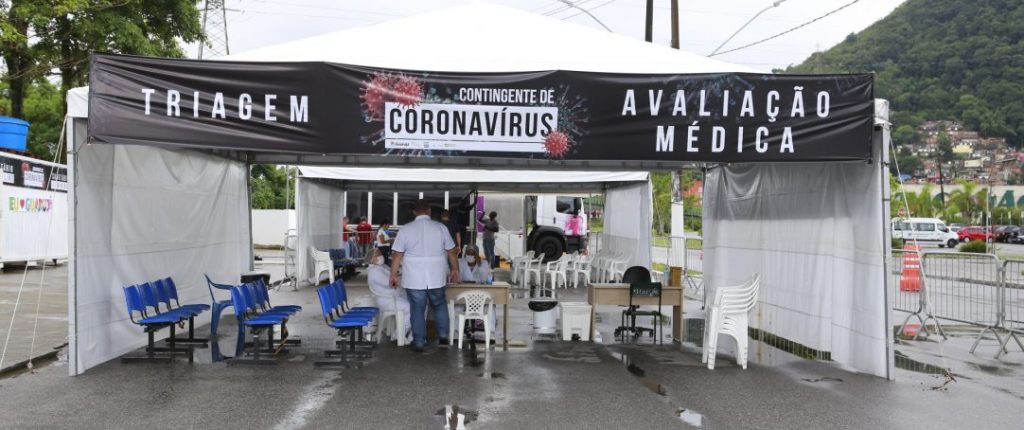 Tenda prevenção do covid-19 Guarujá