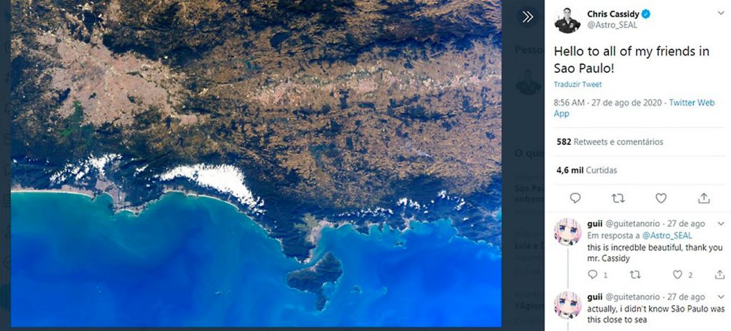 Astronauta da Nasa publica imagem do litoral norte